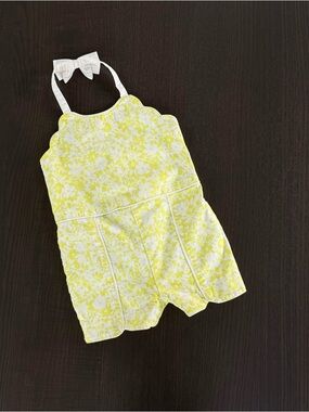 Janie and Jack Yellow Floral Halter Romper